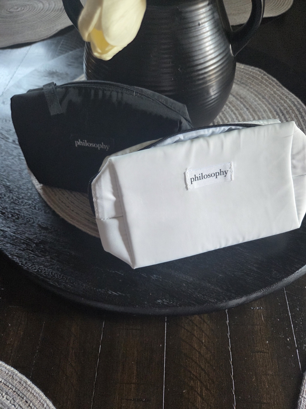 Philosophy Black & White Zip Cosmetic Pouch Set